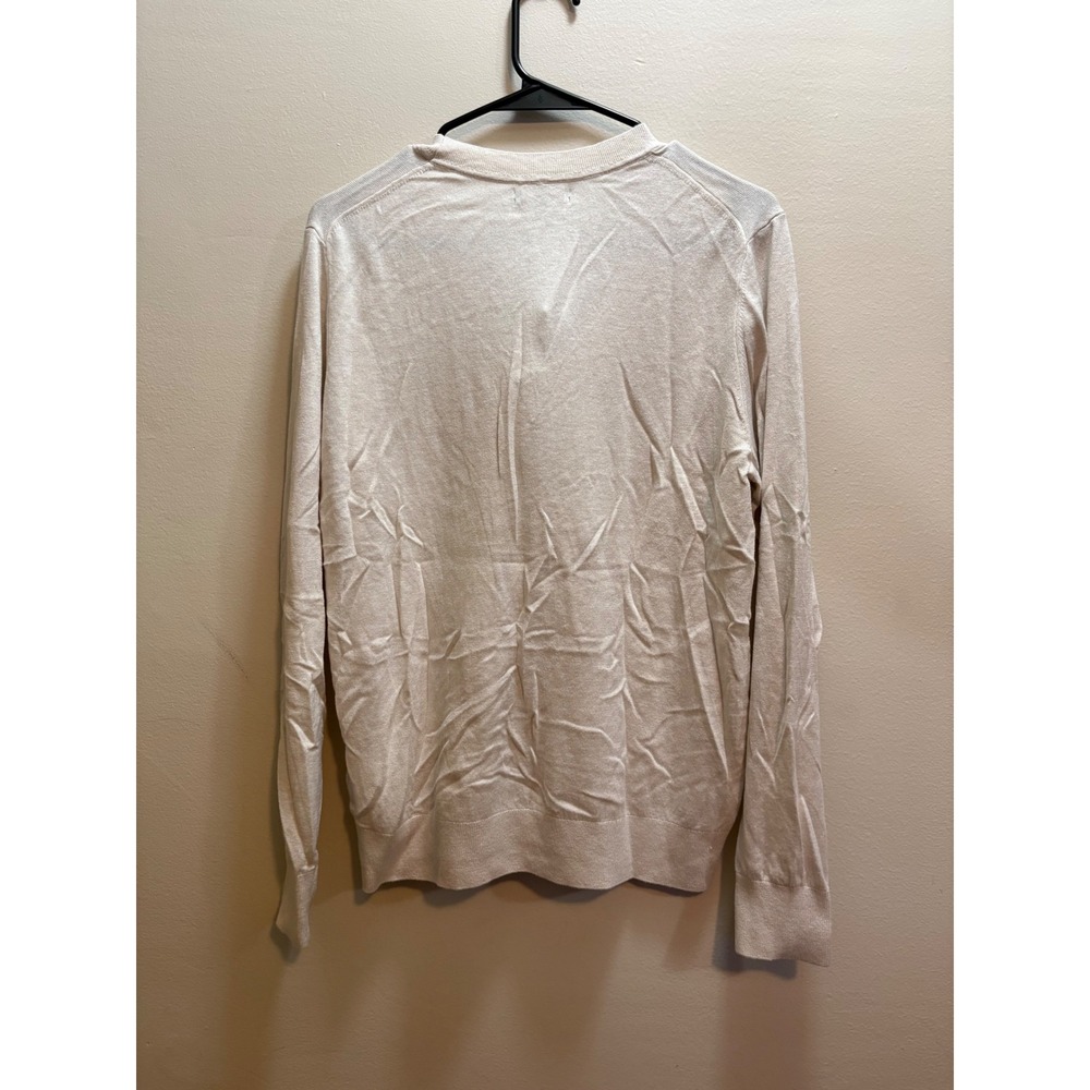 Quince Sweater Women M Heather Bone Cotton Cashmere Blend V-Neck Lightweight NWT - Picture 4 of 8